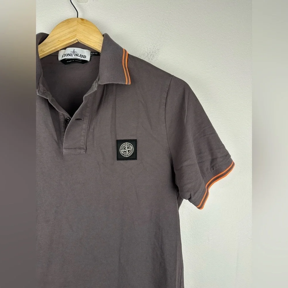 Stone Island Slim Fit Contrast Tipped Stretch Cotton Piqué Polo Shirt Men’s Sz M - Picture 6 of 14